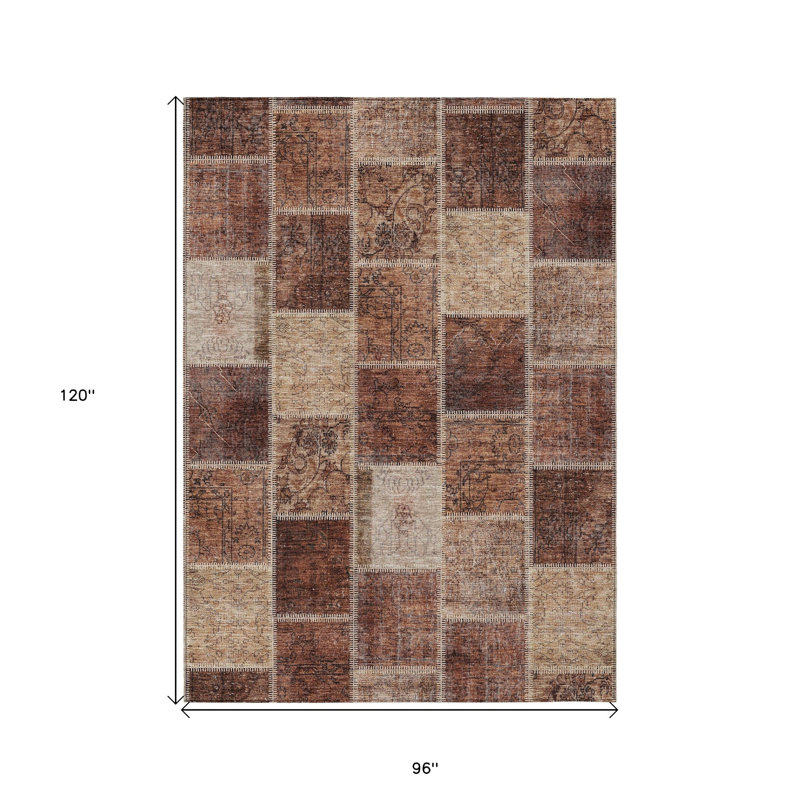 Tapis intérieur lavable 8 pi x 10 pi cuivré orange et beige