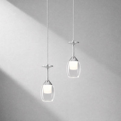 Suspension intelligente RGB en forme de coupe à vin rouge en acrylique transparent, 2 lampes
