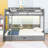 Twin Over Full Bunk Bed With Shelves, LED And Drawer-508588822