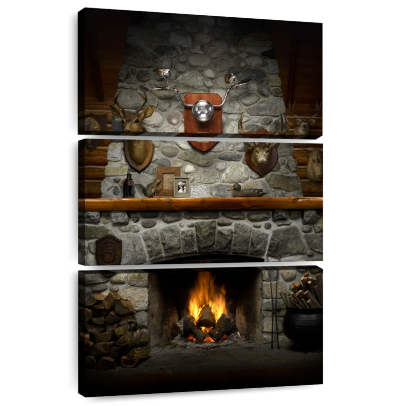 Lilie Rustic Stone Fireplace, 38" H x 24" W