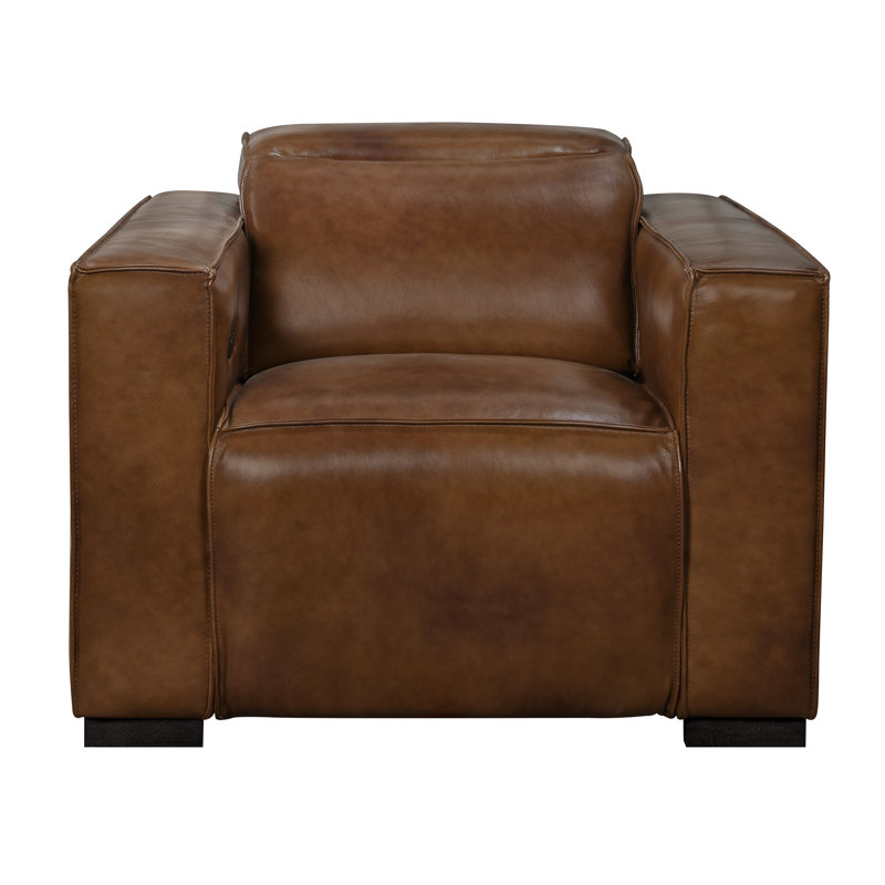 Chaise longue inclinable avec pieds noirs et cuir brun clair Riseholme