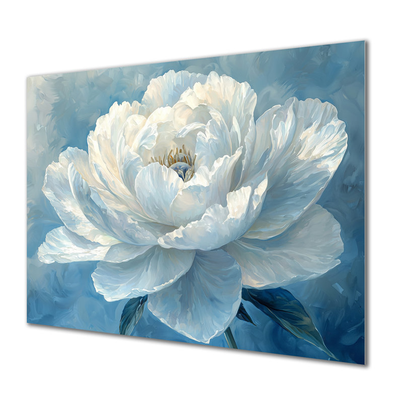 Pivoine bleue fleur de tranquillité - impression murale traditionnelle en métal, coquelicots en métal, H 30 po x l 40 po
