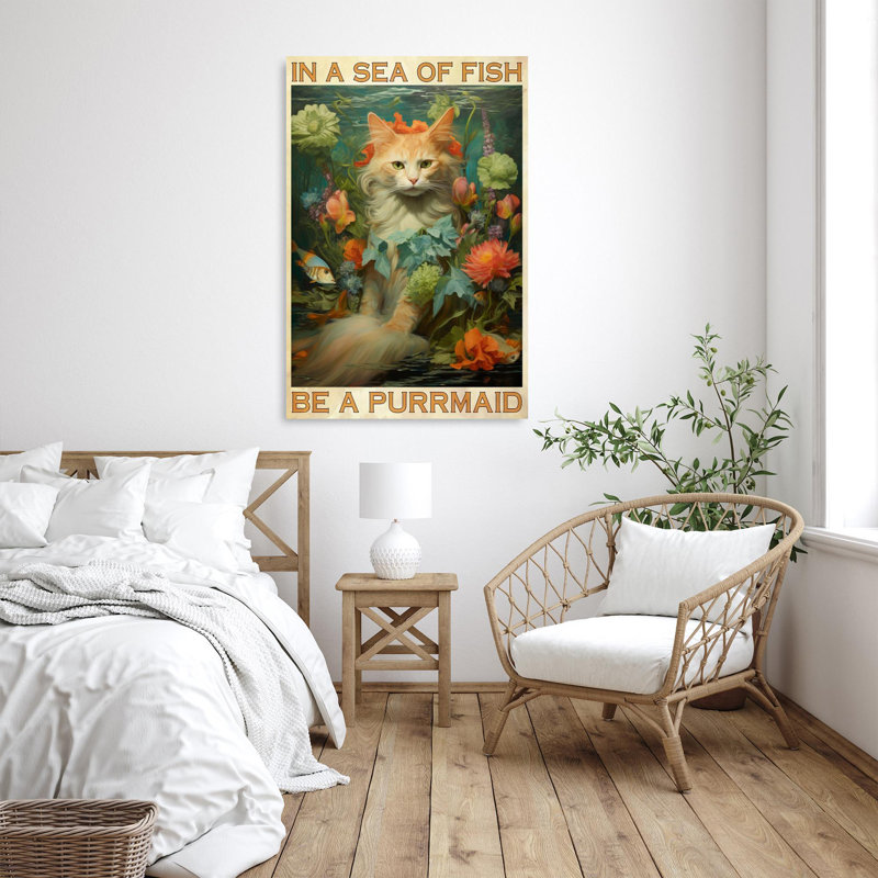 " In A Sea Of Fish Be A Purrmaid 1 ", H 20 po x l 16 po x P 1,25 po