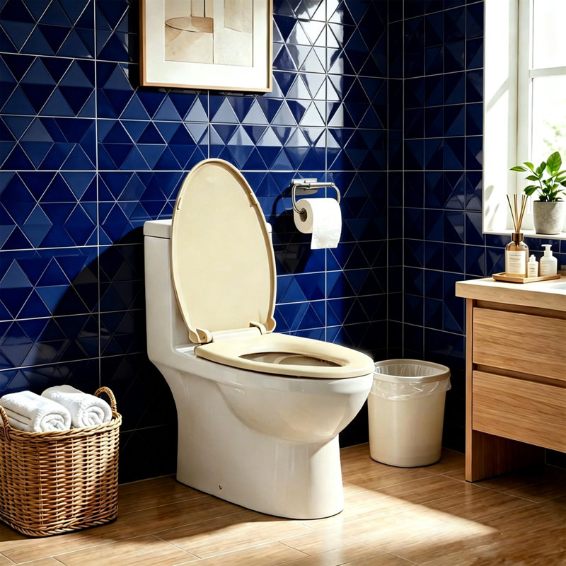 Toilet Seat Elongated Toilet Seat 18.5inch(Almond), Almond