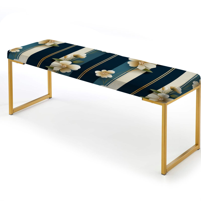 Banc rembourré rayé Classic Classic Elegant, Classic Elegant Floral Striped Serenity