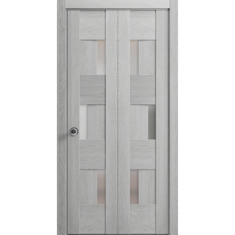 Portes pliantes en bois givré Sete, 36 po x 80 po, Gris clair