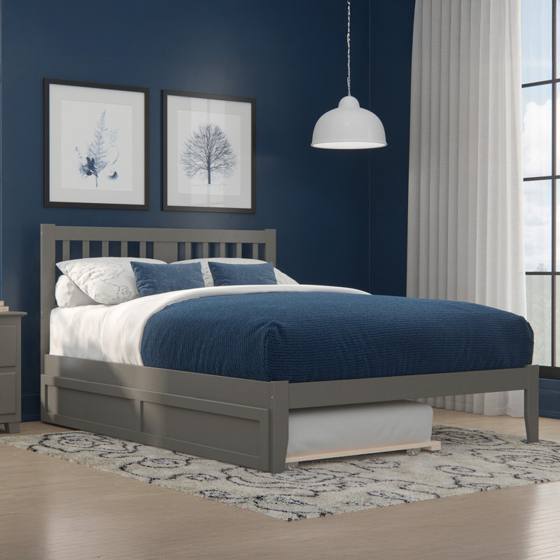 Zosia Solid Wood Slat Bed, Gray, Extra-Long Twin