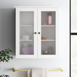 Jaeden Removable Two-Door Wall Cabinet with Water-Textured Glass and Adjustable Shelves