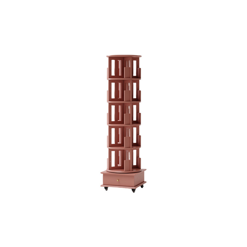 Bibliothèque rotative de style moderne, (5 tablettes) H 71,65 po x l 19,29 po x P 19,29 po, Rose