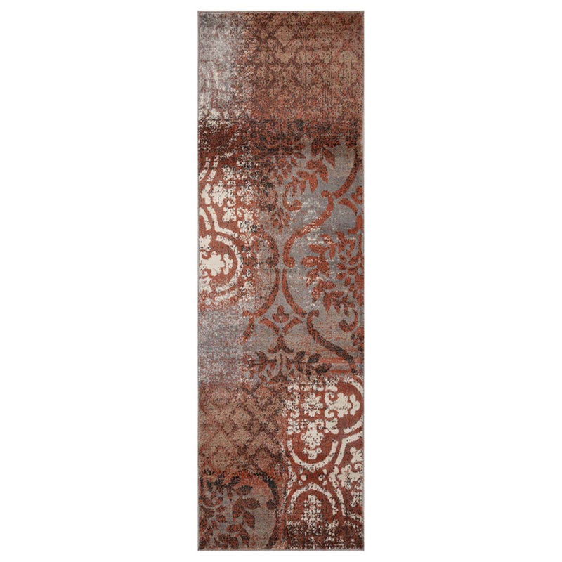 Tapis rouille et gris Franciso, Tapis de couloir 2 pi 8 po x 10 pi