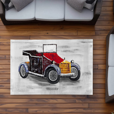 Vintage Car with Sunroof - Children's Art Outdoor Rug