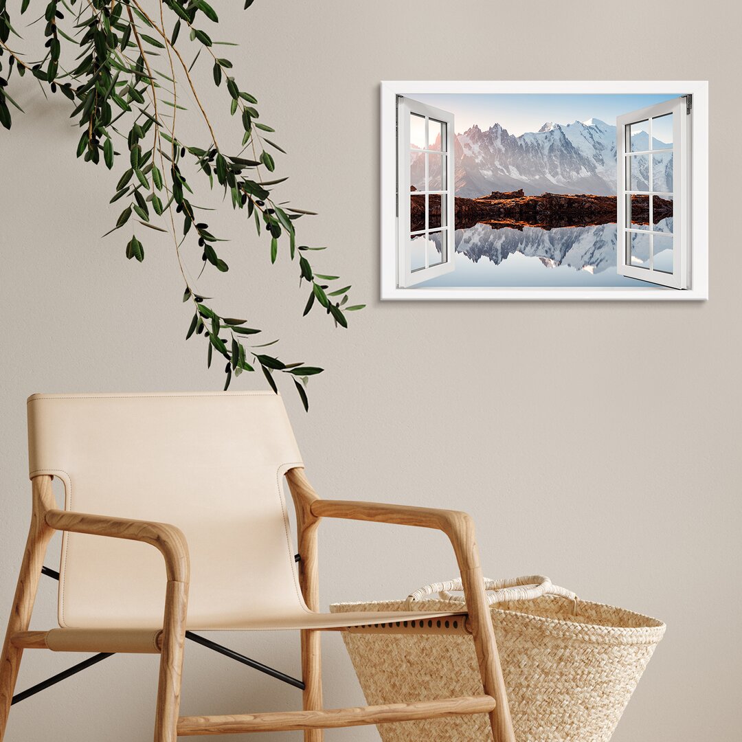 Fotodruck Monte Bianco Alpen Berg See Chesery Fenster