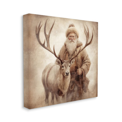 «Traditional Traditional Santa and Reindeer on Canvas» par Riley B, reproduction