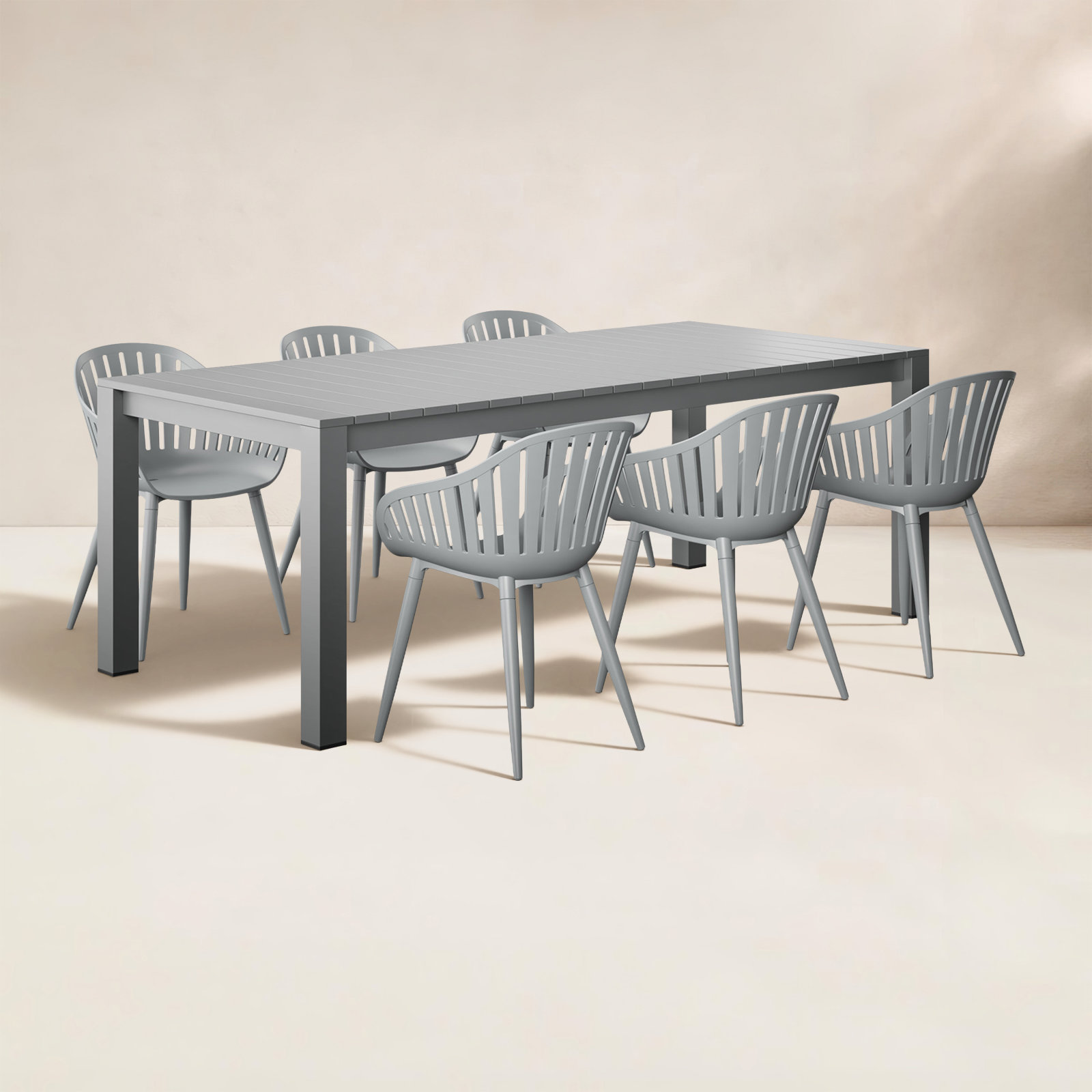 Anautica 87" Patio Dining Set, Gray