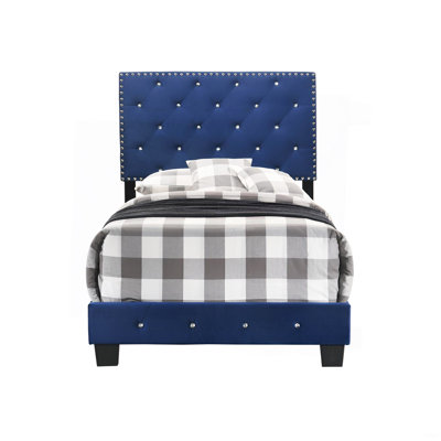 Stylish Twin Bed In Navy Blue Hue