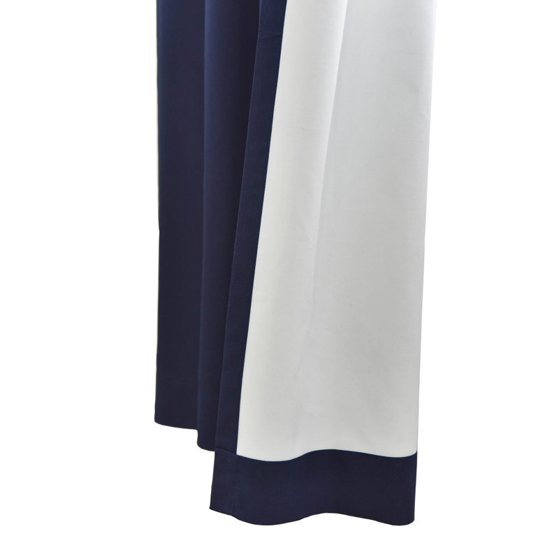 Mcgowen 100% Cotton Solid Room Darkening Thermal Tab Top Curtain Panel, Navy, 40" W X 63" L