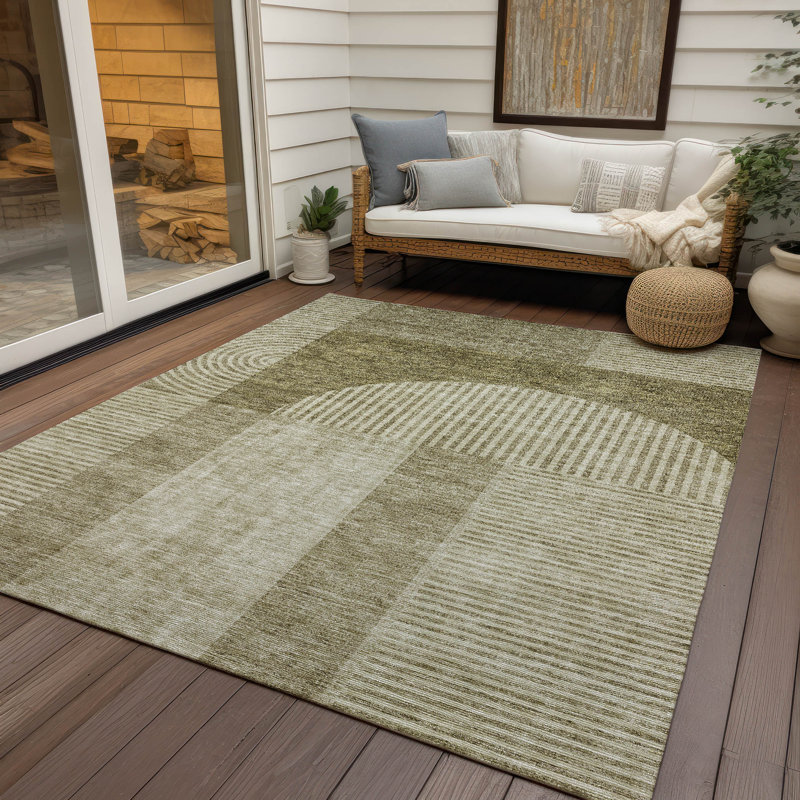 Karsyn Washable Geometric Indoor / Outdoor Rug, Rectangle 3' x 5'