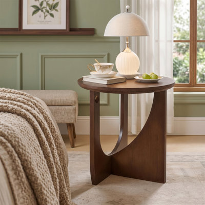 Solid Walnut Wood Accent Table – Compact Square Side or End Table for Living Room, Bedroom, or Entryway