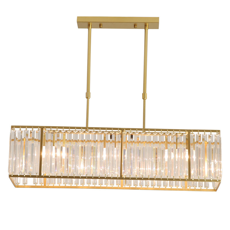 Îlot de cuisine rectangulaire en cristal 4 lumières