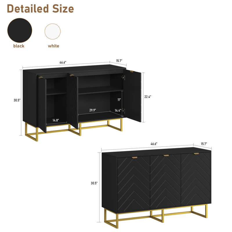 Buffet moderne avec rangement, armoire de rangement d'appoint en bois avec portes et tablette ajustable, console pour vestibule, salon, couloir