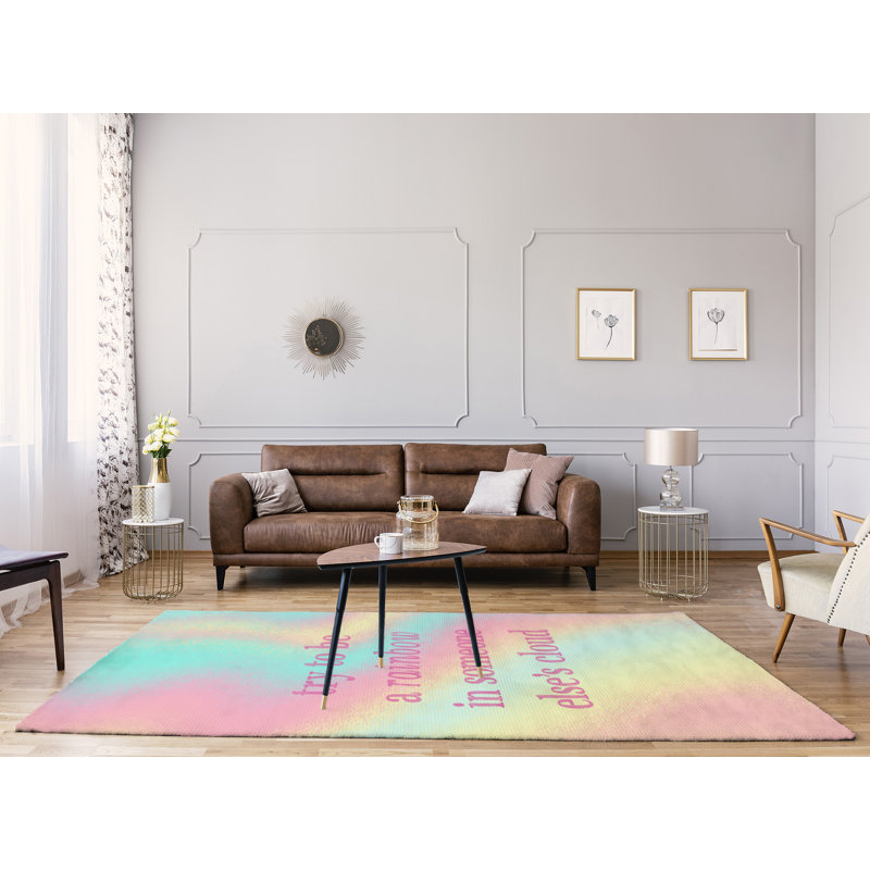 Tapis en chenille poly «Quotes to be a rainbow», Rectangle 8 pi x 10 pi