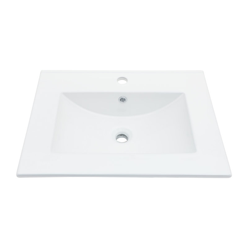 24x18" White Ceramic Rectangular Vanity Top with Single Sink