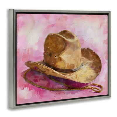 Chapeau de cow-boy sur cadre flottant rose, design par LSR Design Studio