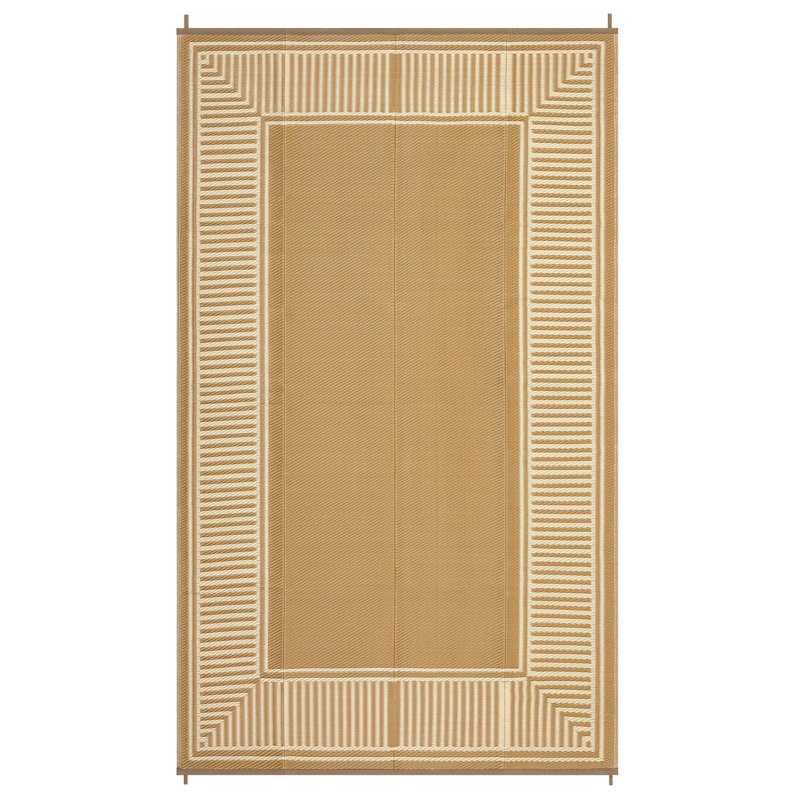 Waterproof Reversible Outdoor Area Rug 8*10ft - Lightweight Plastic Straw Mat - UV Resistant, Easy to Clean - Modern Brown Coffee - Perfect for Patio, Garden, Deck, Porch, Camping
