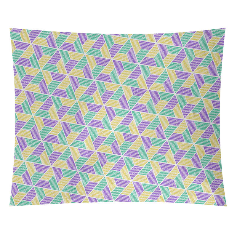 Tapisserie «Avicia Trapezoids» par Katelyn Elizabeth, H 91 po x l 107,5 po, Intérieur, Vert / Mauve / Jaune