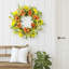 Couronne de printemps 22 po jaune et orange coquelicot