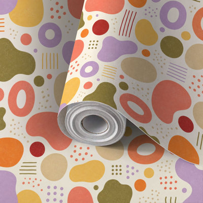 Peel and Stick Wallpaper Contact Paper Colorful Abstract Geometric Organic Self Adhesive and Removable 17.7in x 118in(45x300cm)