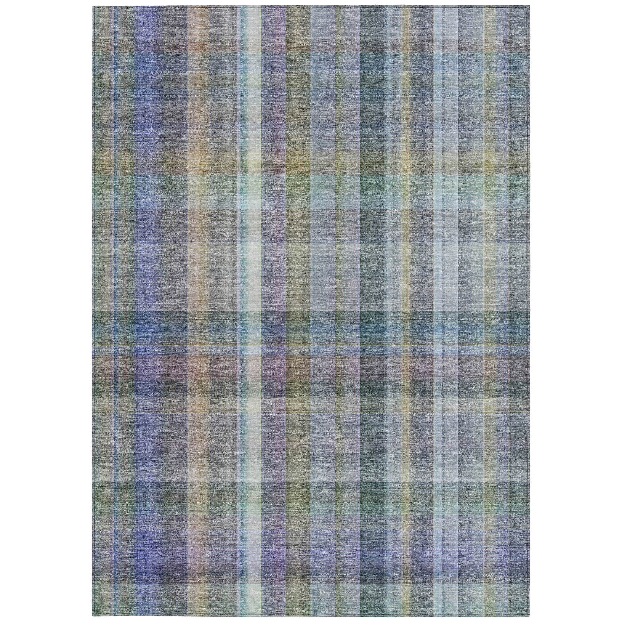 HomeRoots 8' X 10' Green Plaid Washable Non Skid Indoor Outdoor Area ...