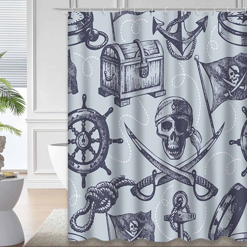 Rideau de douche imperméable à l'eau avec 12 crochets PirateSail, L 72 po x l 72 po