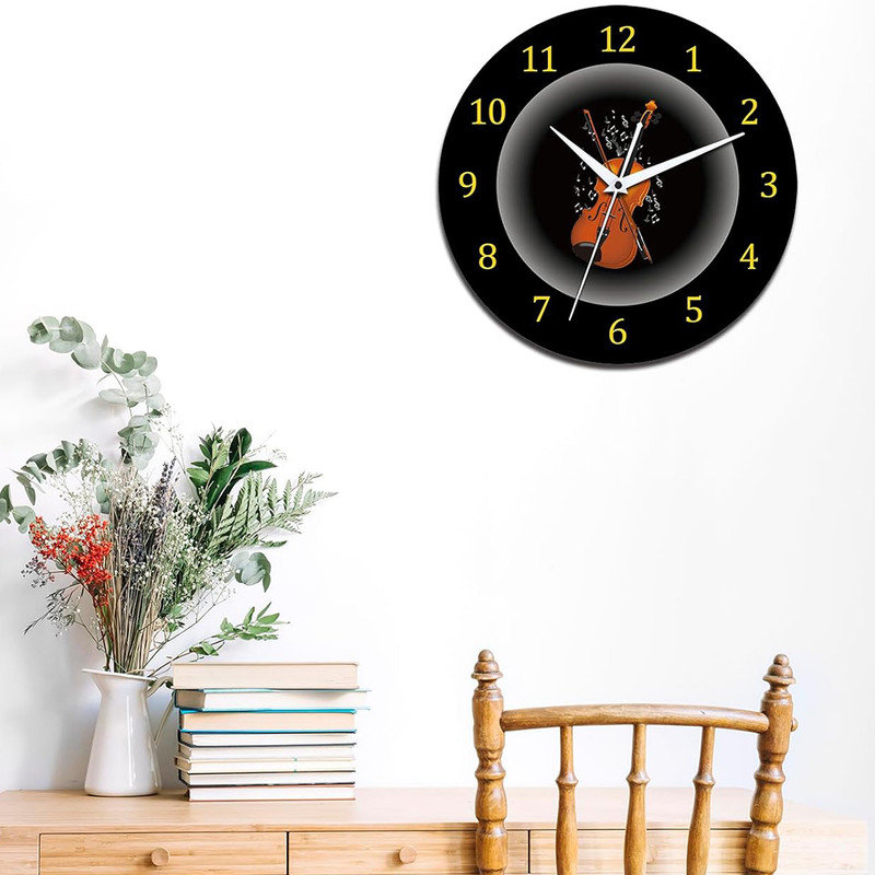 Latitude Run® 12 Inch Music Themed Wall Clock with Violin and Musical ...