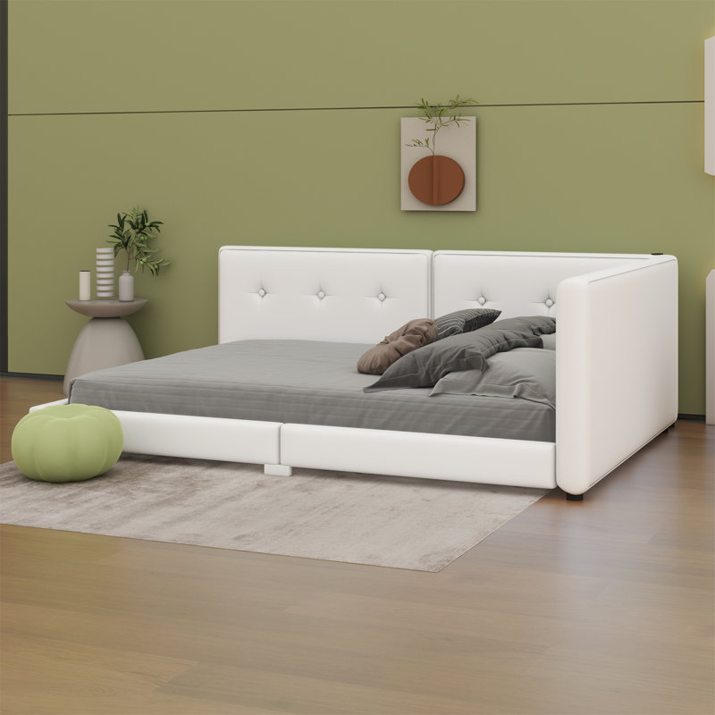 Lit d'angle rembourré Manasi, Double, Beige