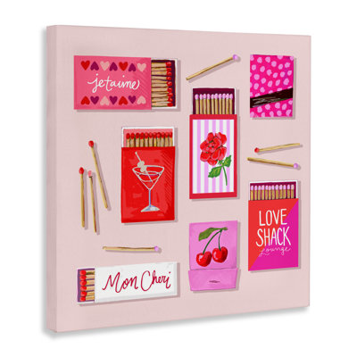 Je T'aime Romantic Matchbox Set Canvas, design by Rachael Reese