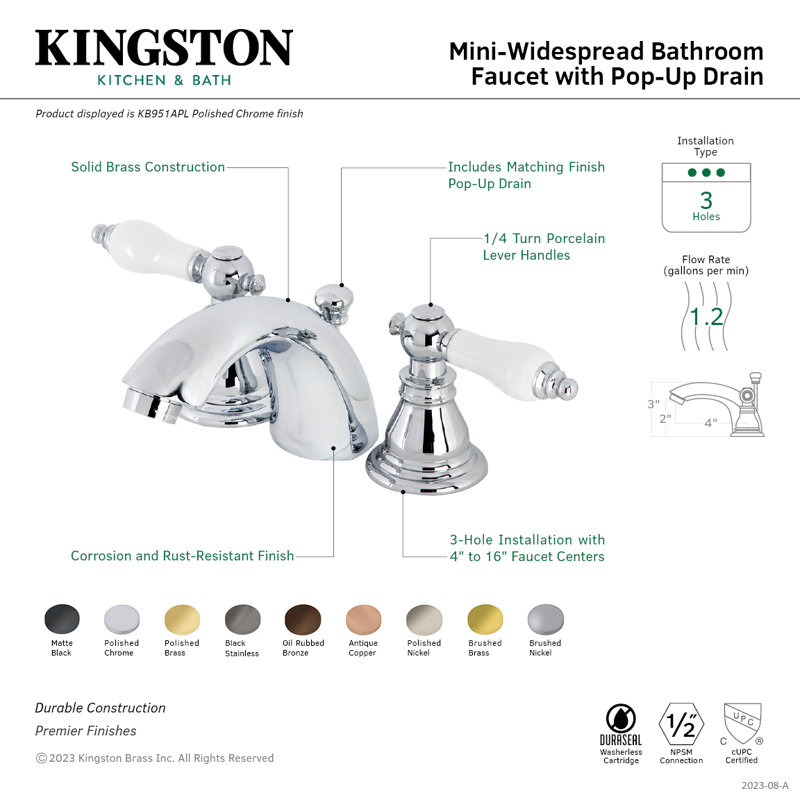Robinet de salle de bain Kingston, Cuivre antique