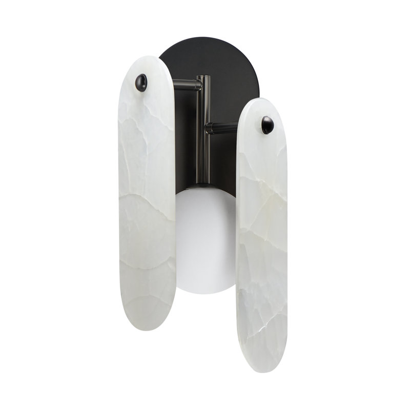Megalith 1 - Light Armed Sconce, Gunmetal/White Onyx