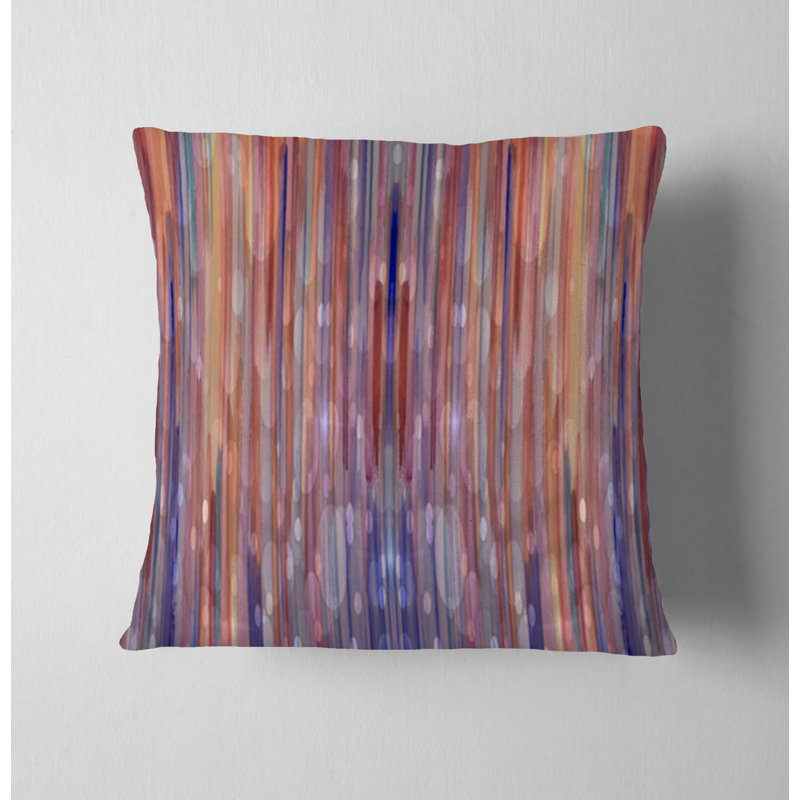 Throw Pillow With Insert, 16"H x 16"W, Orange/Purple Striped/Abstract 1