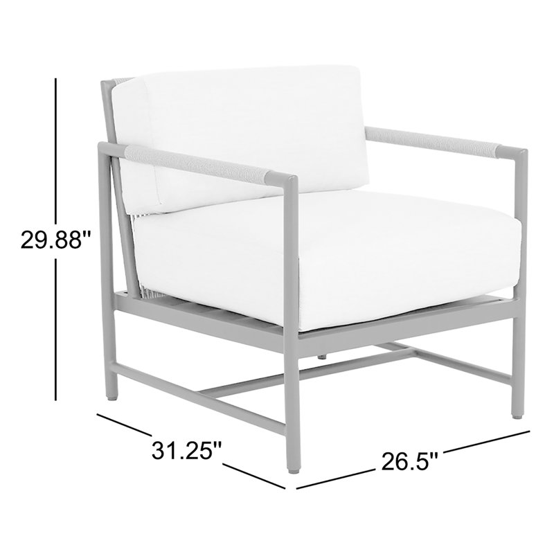 Chaise de patio avec coussins Sunbrella Esme, Sunbrella® Echo Ash