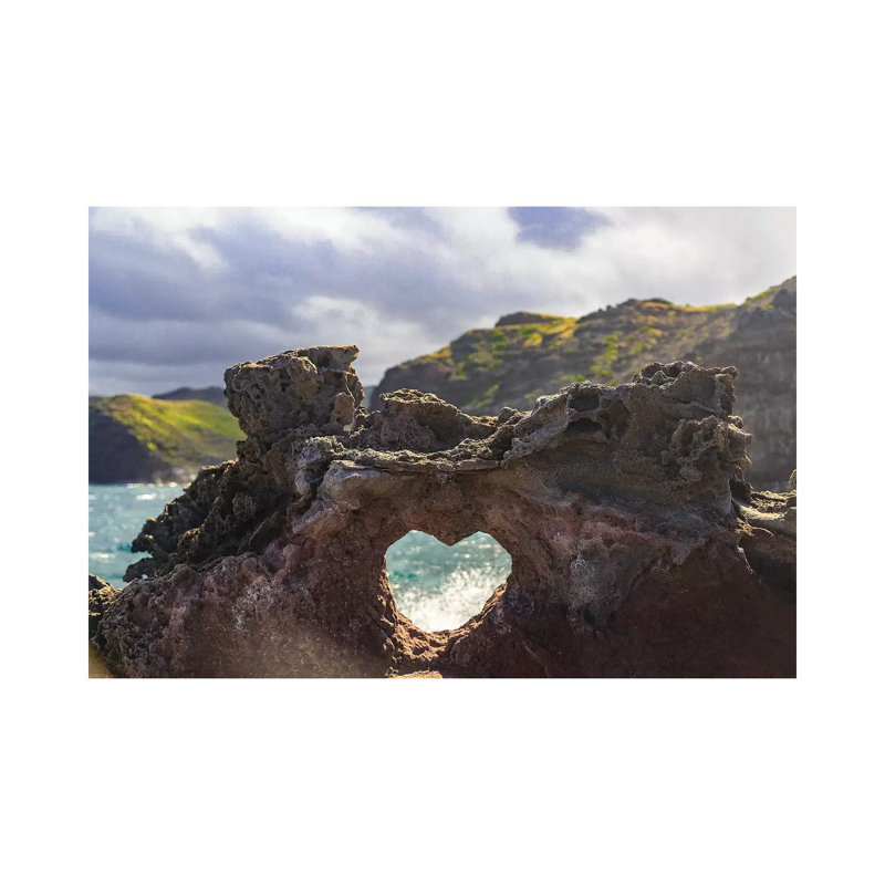 Heart-shaped opening near Nakalele Blowhole, northern tip of Maui, Hawaii 1 Piece Wrapped Canvas Wall Art