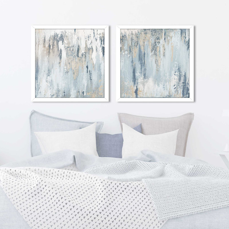 « Blue Illusion Square » par Patricia Pinto ‑ ensemble de deux reproductions à l'acrylique imprimées, H 19,5 po x l 19,5 po