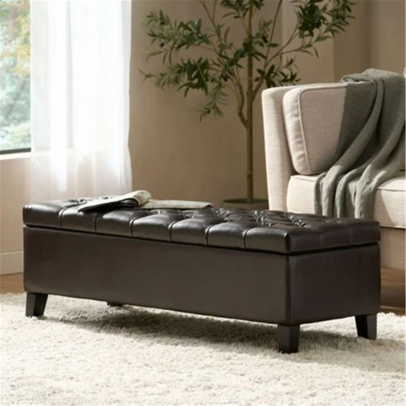Bench with Storage, Rubber Wood Legs
