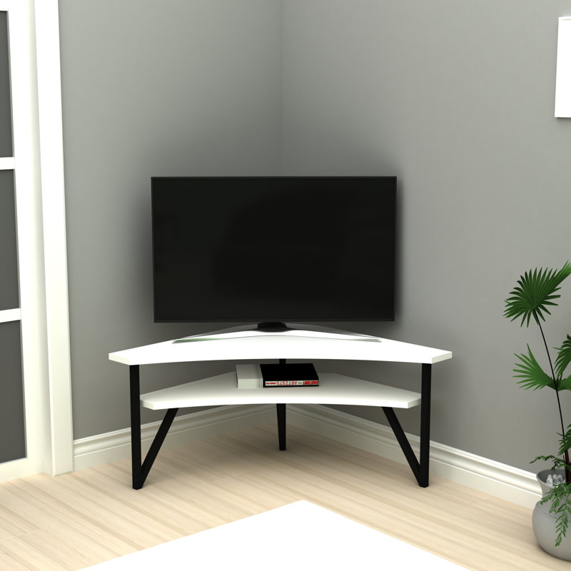 Corner TV Stand with Shelves for TVs up to 43" Krut, White