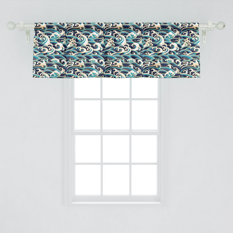 Ensemble de 2 cantonnières Ambesonne Nautical - bleu et blanc, L 54 po x L 12 po