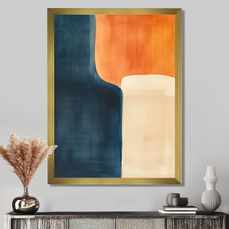 Formes abstraites équilibrées I - Impression d'art minimaliste sur toile, H 40 po x l 30 po, Encadrement doré