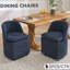 Ensemble de deux chaises de salle à manger en tissu chenille avec roues universelles pour un mouvement sans effort et des sièges confortables dans tout espace intérieur