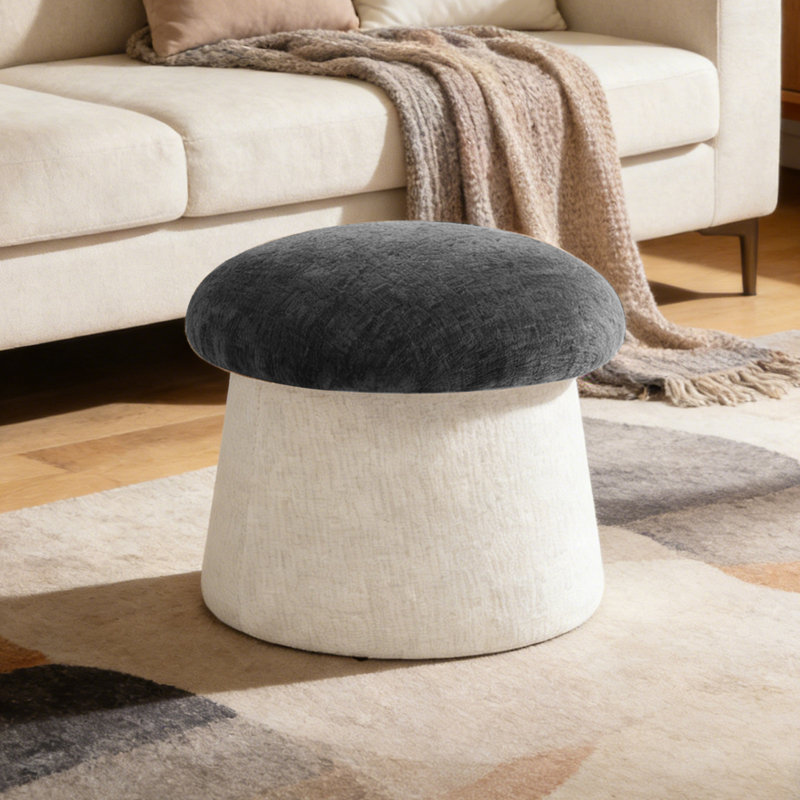 Repose-pieds de rangement l 19,7 po Mushroom, Noir/Ivoire
