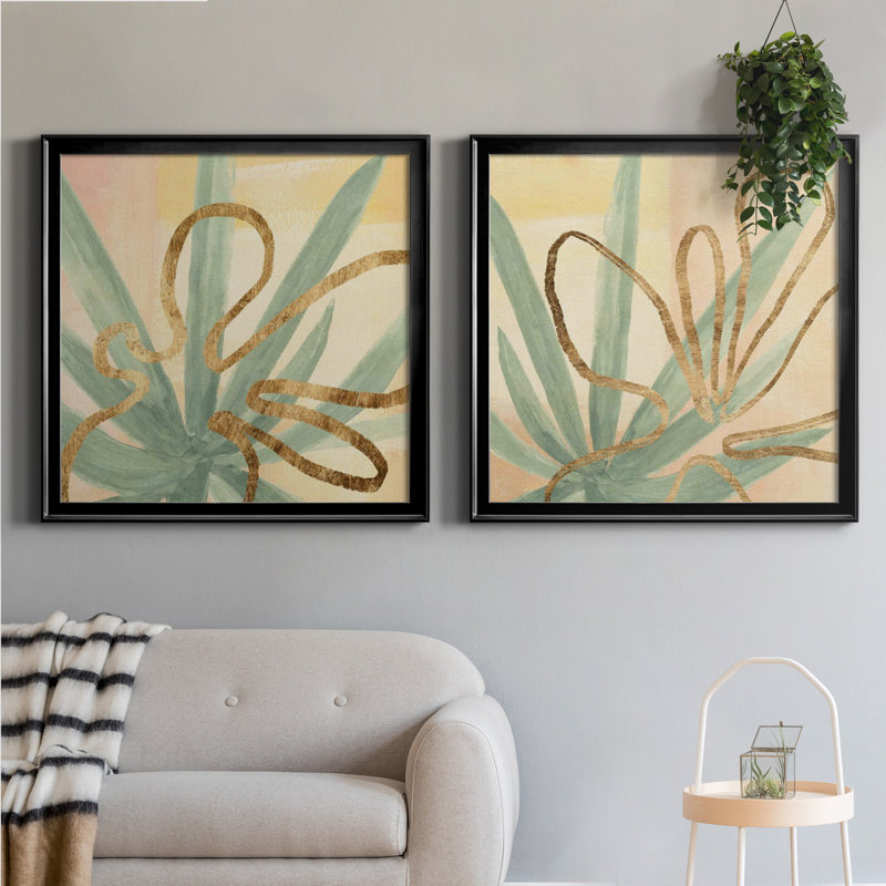 Desert Glow I Desert Glow I - Ensemble de 2 cadres photo, Toile avec cadre noir, H 26,5 po x l 53 po x P 1,5 po, Pas de tapis