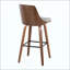 Tabouret de bar à hauteur fixe avec pivot en bois et similicuir avec repose-pieds carré en métal - ensemble de 2
